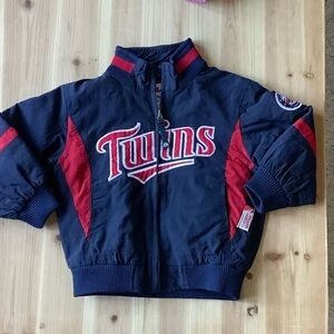 MLB Majestic Navy and Red Authentic Twins Jacket 3T